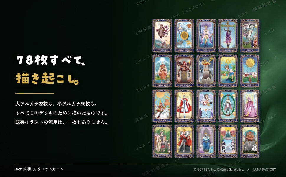 ルナズ 夢100 タロットカード 夢王国と眠れる100人の王子様 100 Princes 全カード描き起こしイラストの訴求パネル