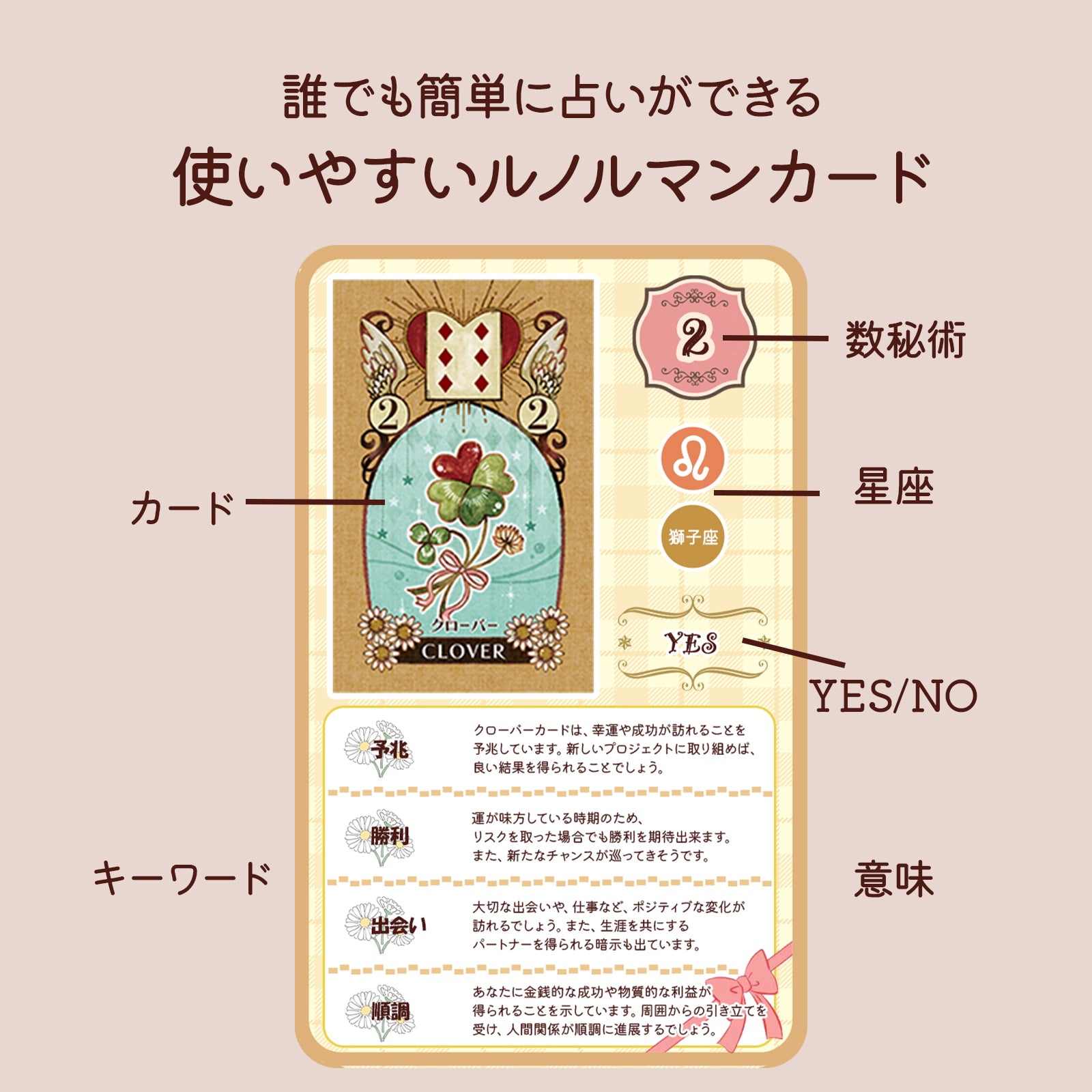 【初心者向け】はじめての簡単ルノルマン【カードに意味が書いてある】