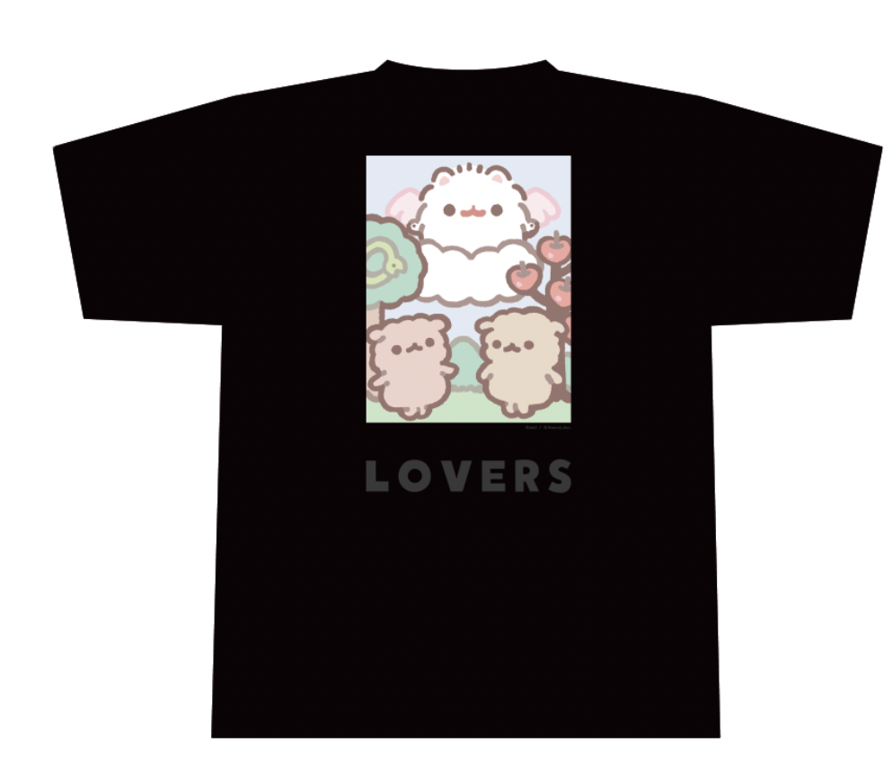 ポメラニアンもち オーバーサイズTシャツ LOVERS ブラック