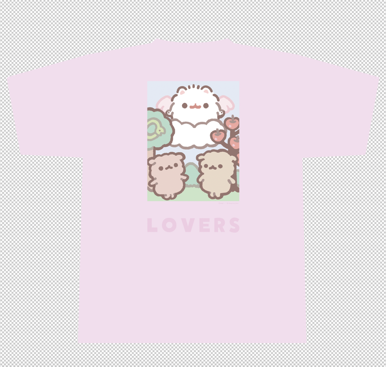 ポメラニアンもち オーバーサイズTシャツ LOVERS ピンク