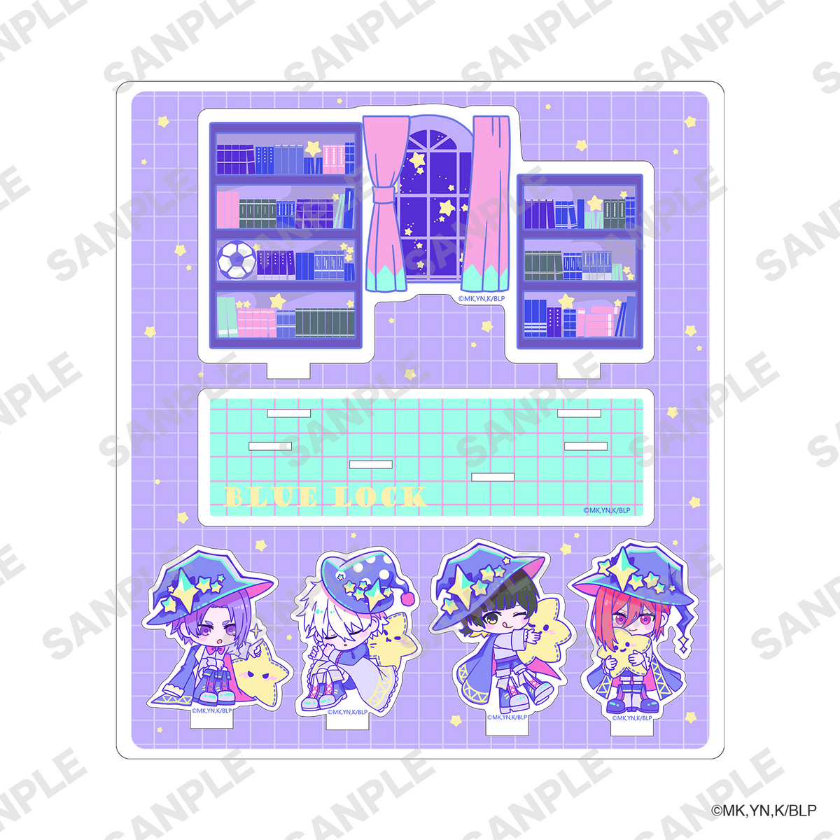 ブルーロックSD アクリルジオラマ B 窓辺の本棚とミントの机にSDキャラクター4人