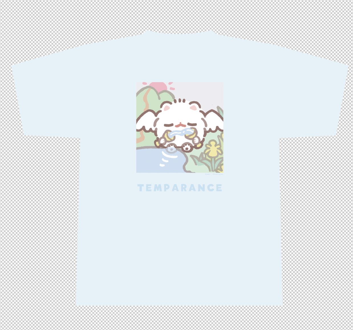 ポメラニアンもち オーバーサイズTシャツ TEMPERANCE ライトブルー